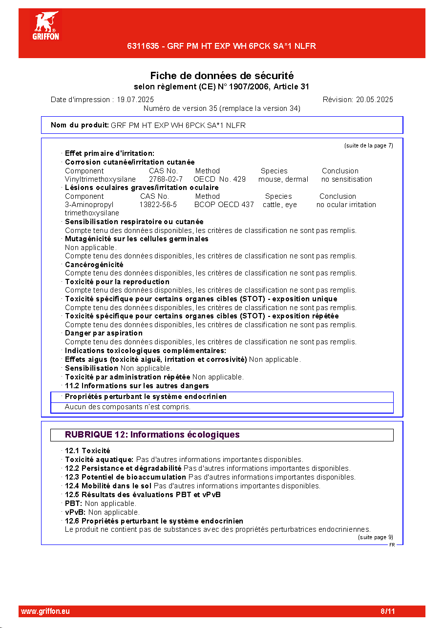 Fiche technique fournisseur