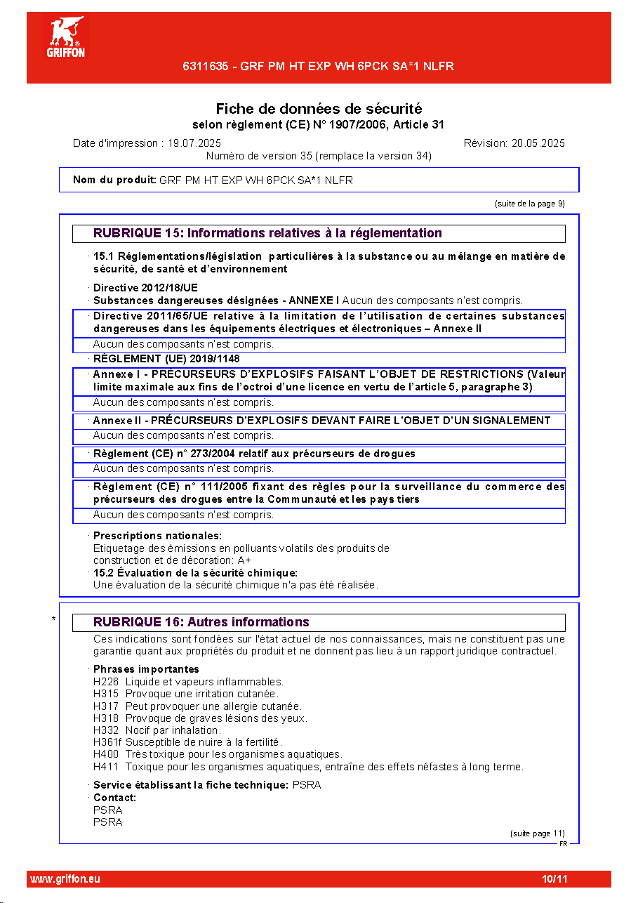 Fiche technique fournisseur