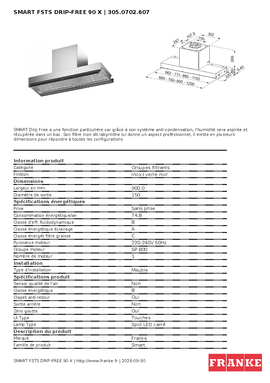Fiche technique fournisseur