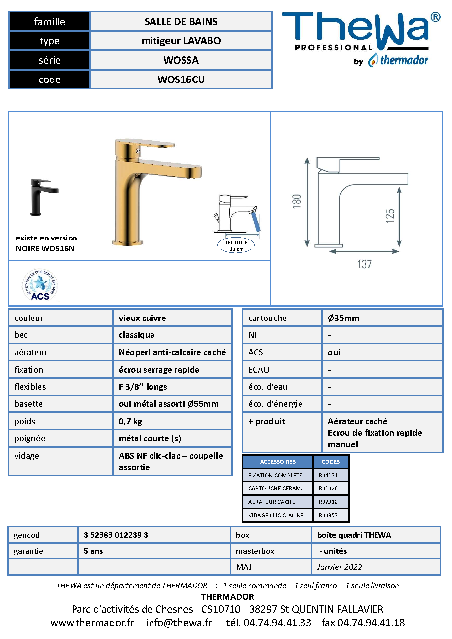 Fiche technique fournisseur
