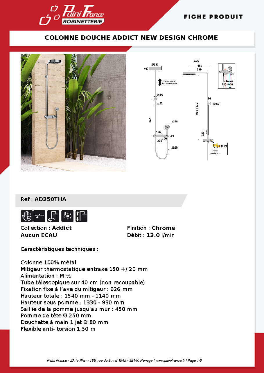 Fiche technique fournisseur
