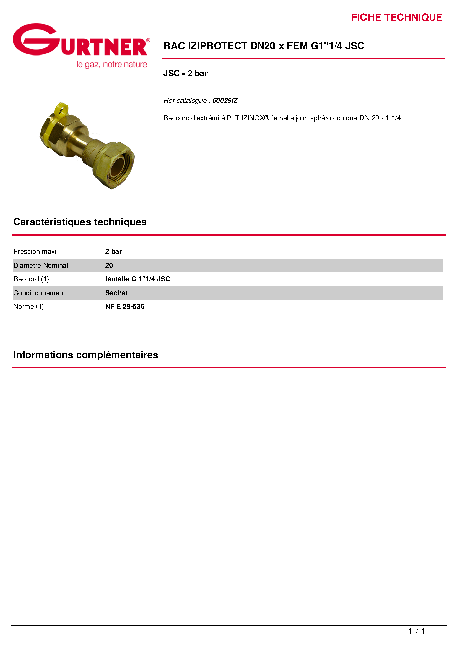 Fiche technique fournisseur