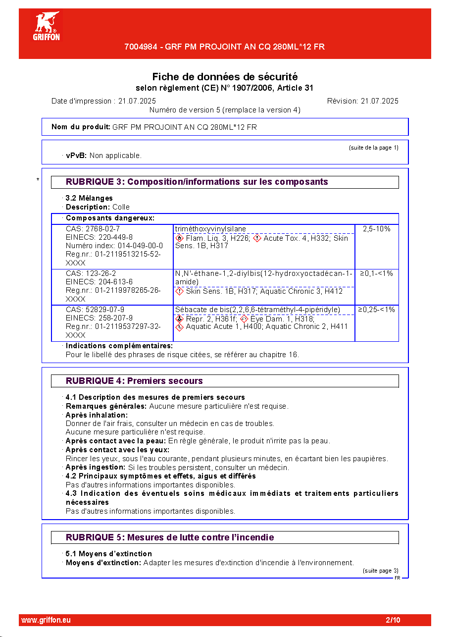 Fiche technique fournisseur