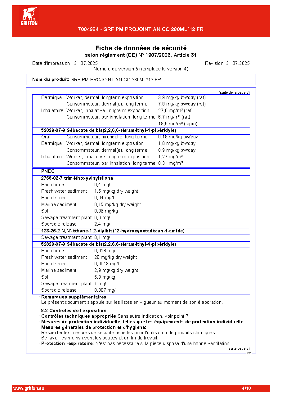 Fiche technique fournisseur