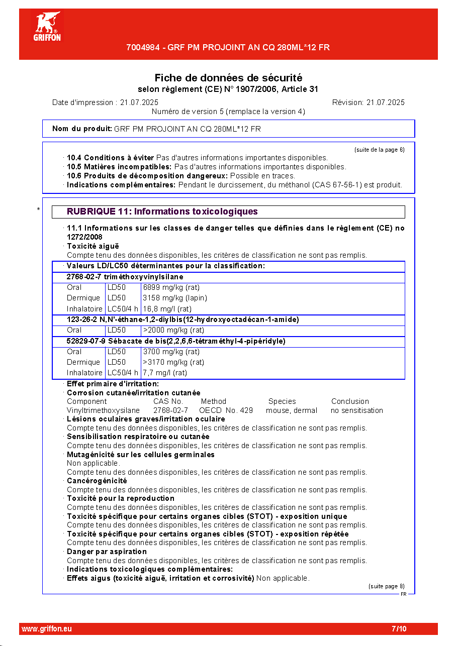 Fiche technique fournisseur