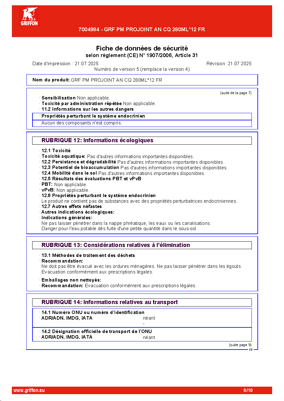 Fiche technique fournisseur