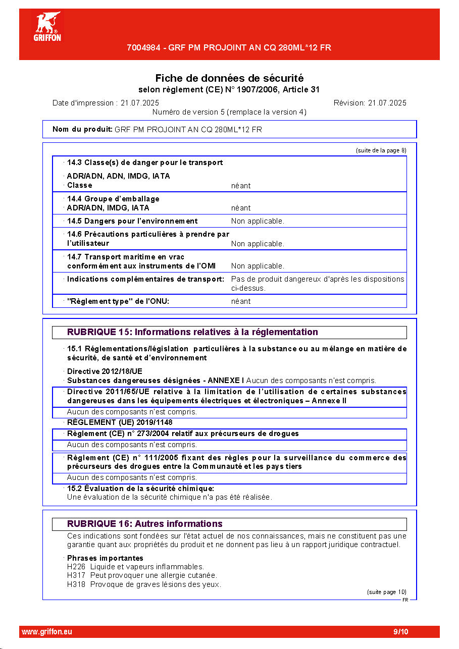 Fiche technique fournisseur
