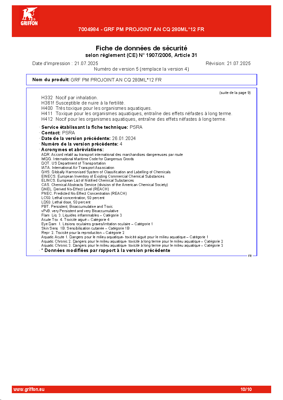 Fiche technique fournisseur