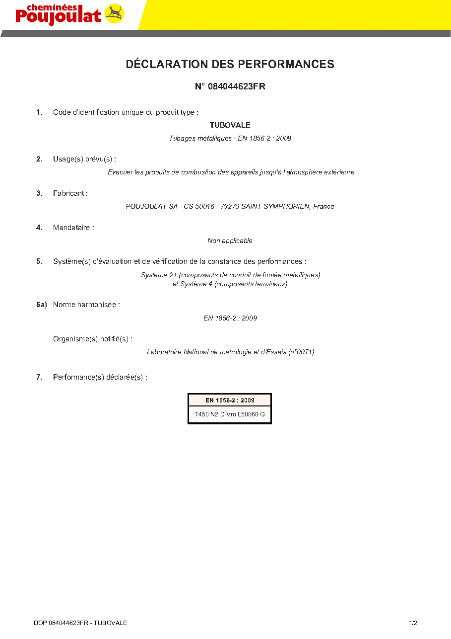 Fiche technique fournisseur