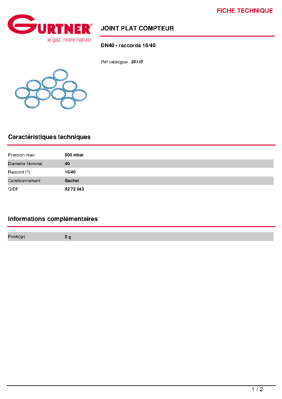 Fiche technique fournisseur