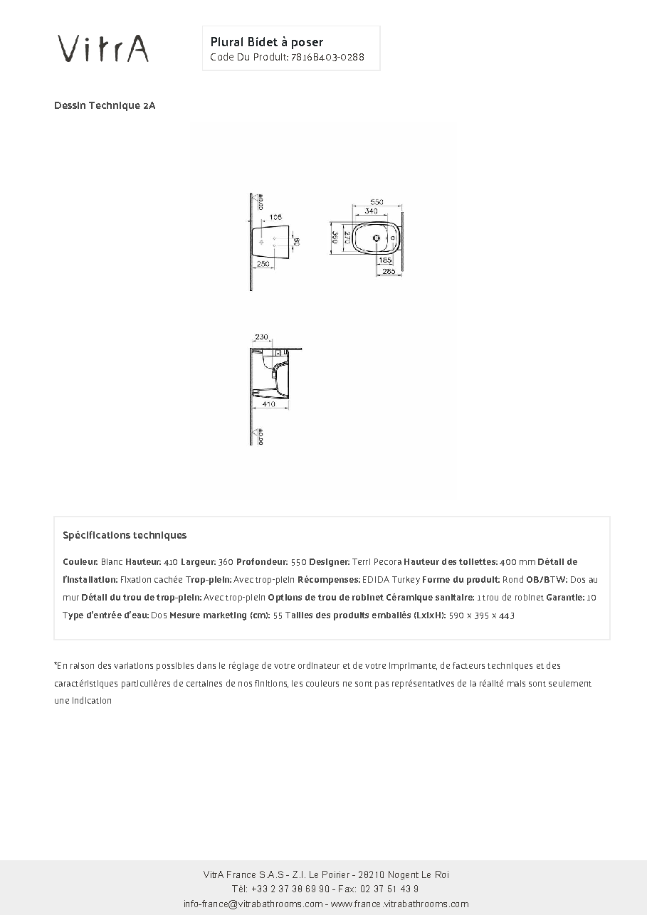 Fiche technique fournisseur