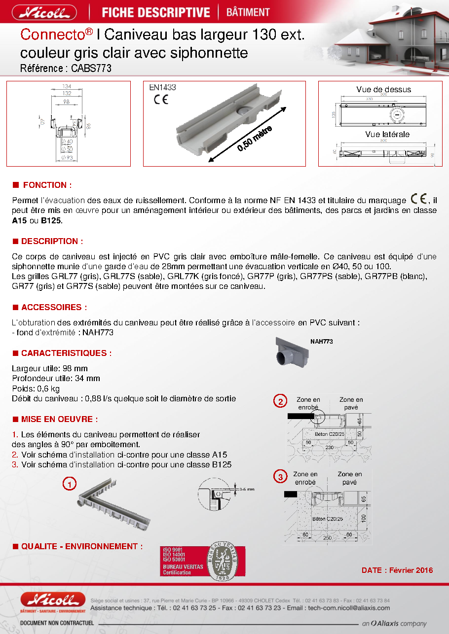 Fiche technique fournisseur