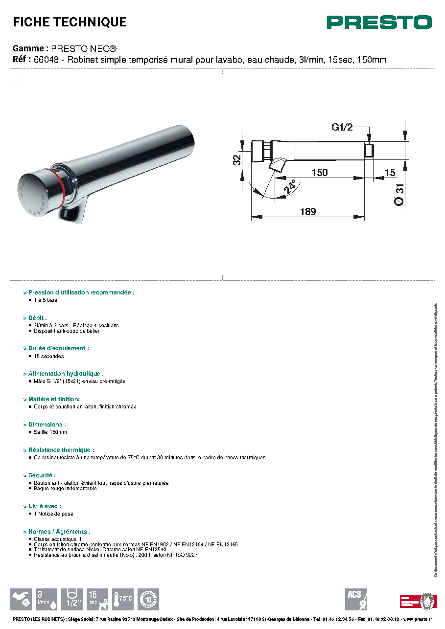 Fiche technique fournisseur