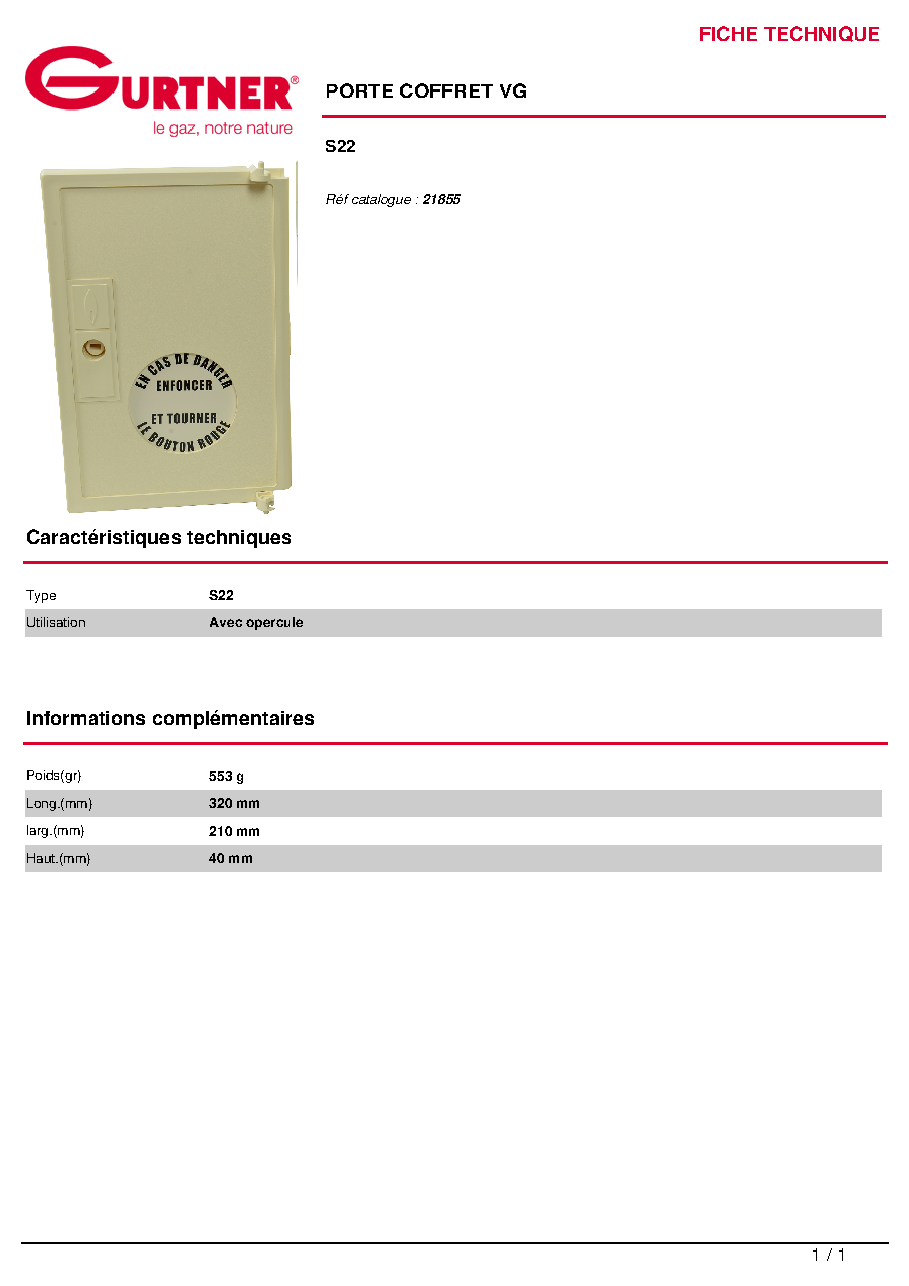Fiche technique fournisseur