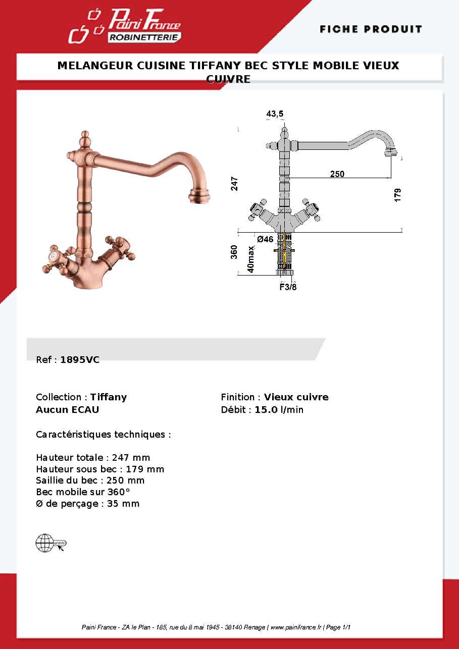 Fiche technique fournisseur