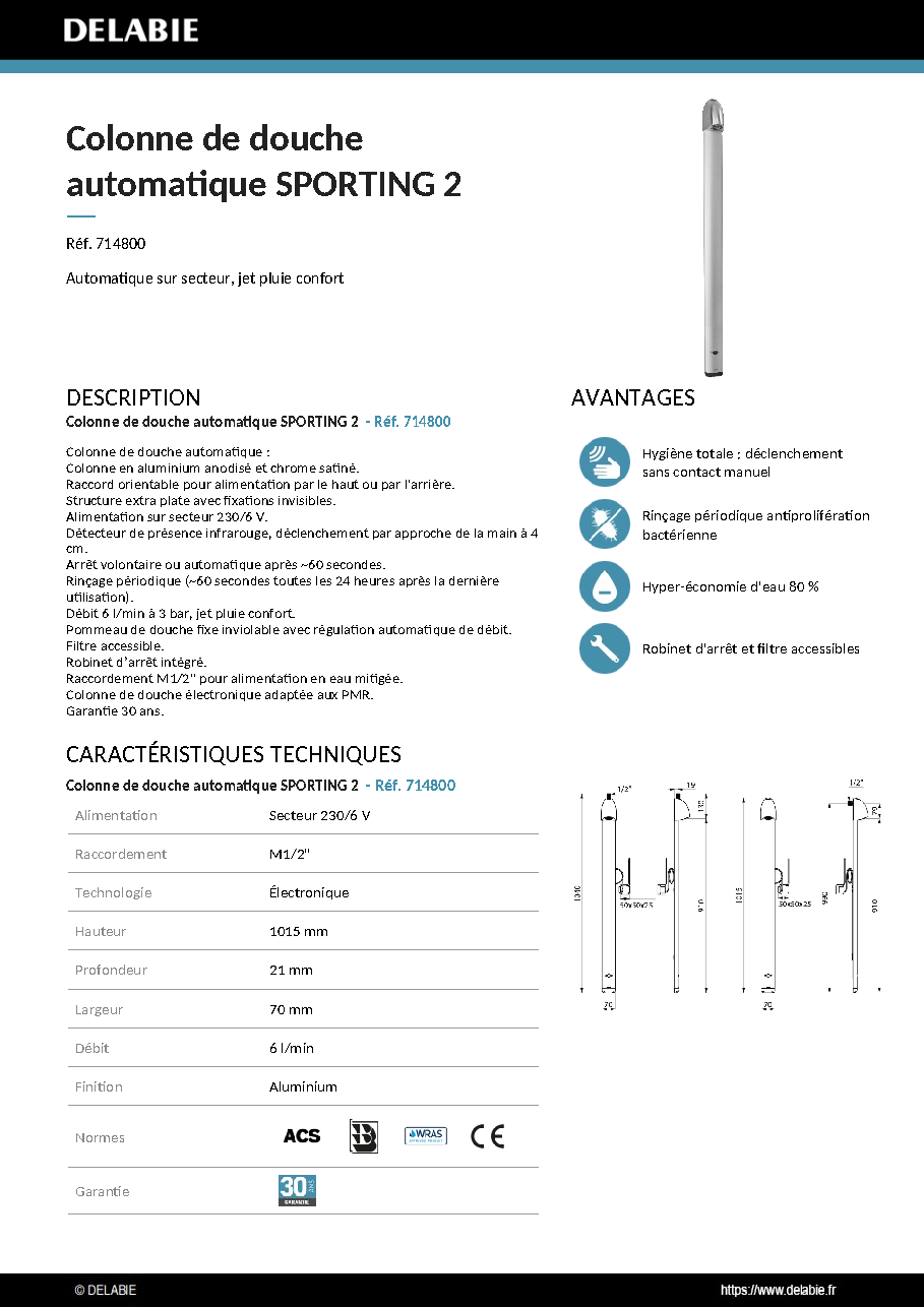 Fiche technique fournisseur