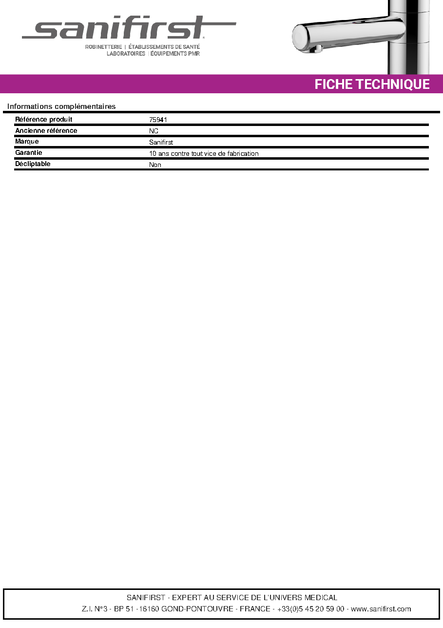 Fiche technique fournisseur