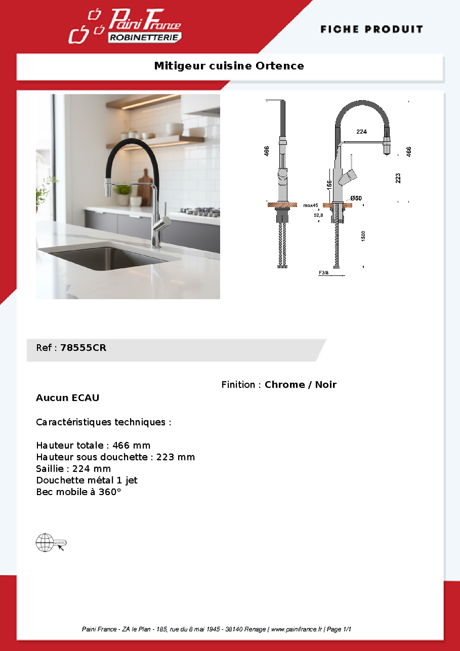 Fiche technique fournisseur