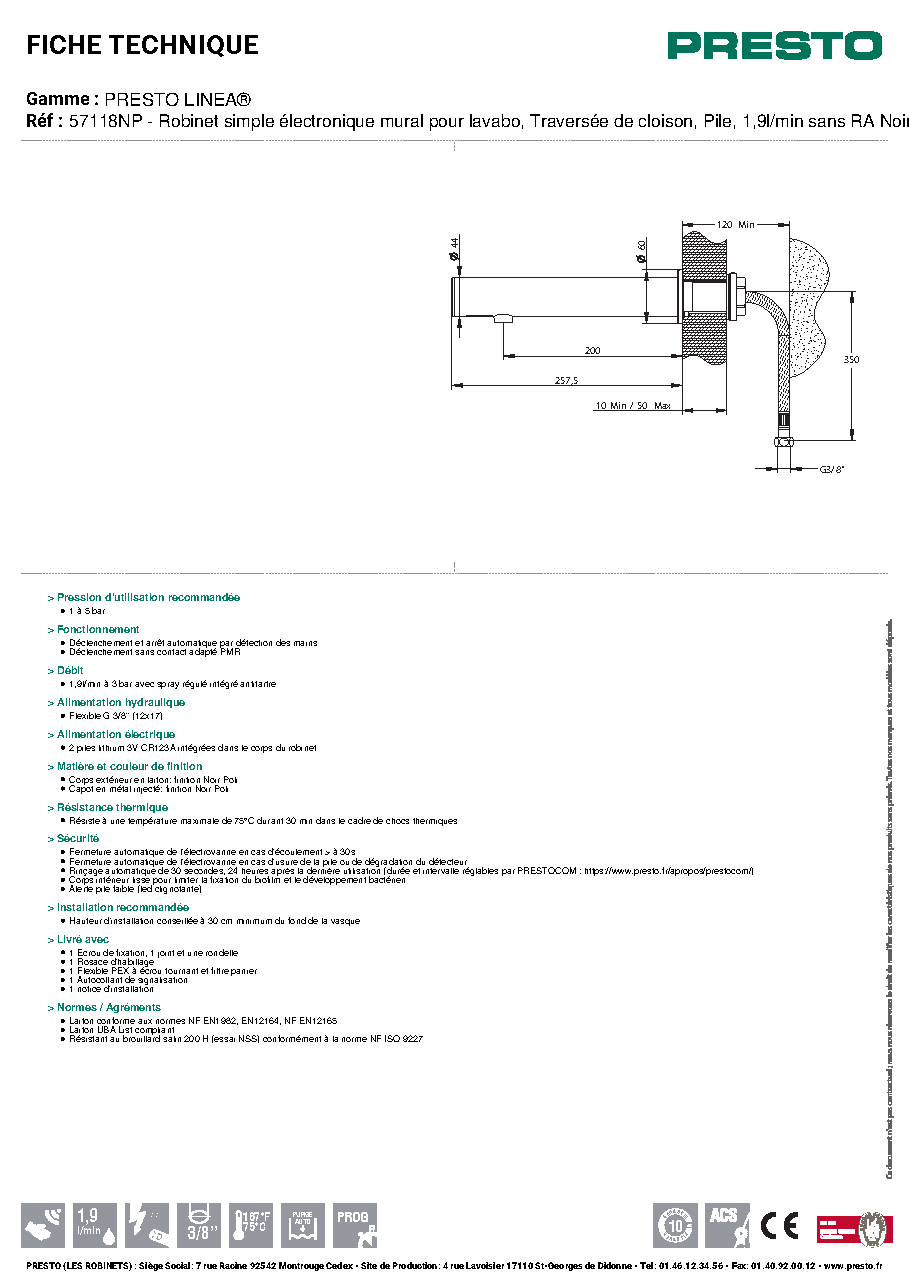 Fiche technique fournisseur