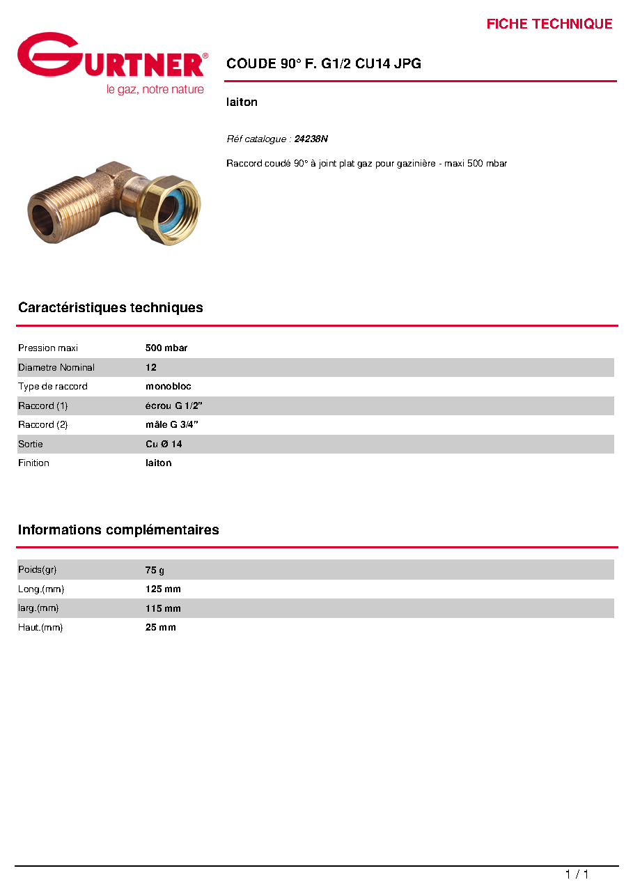 Fiche technique fournisseur