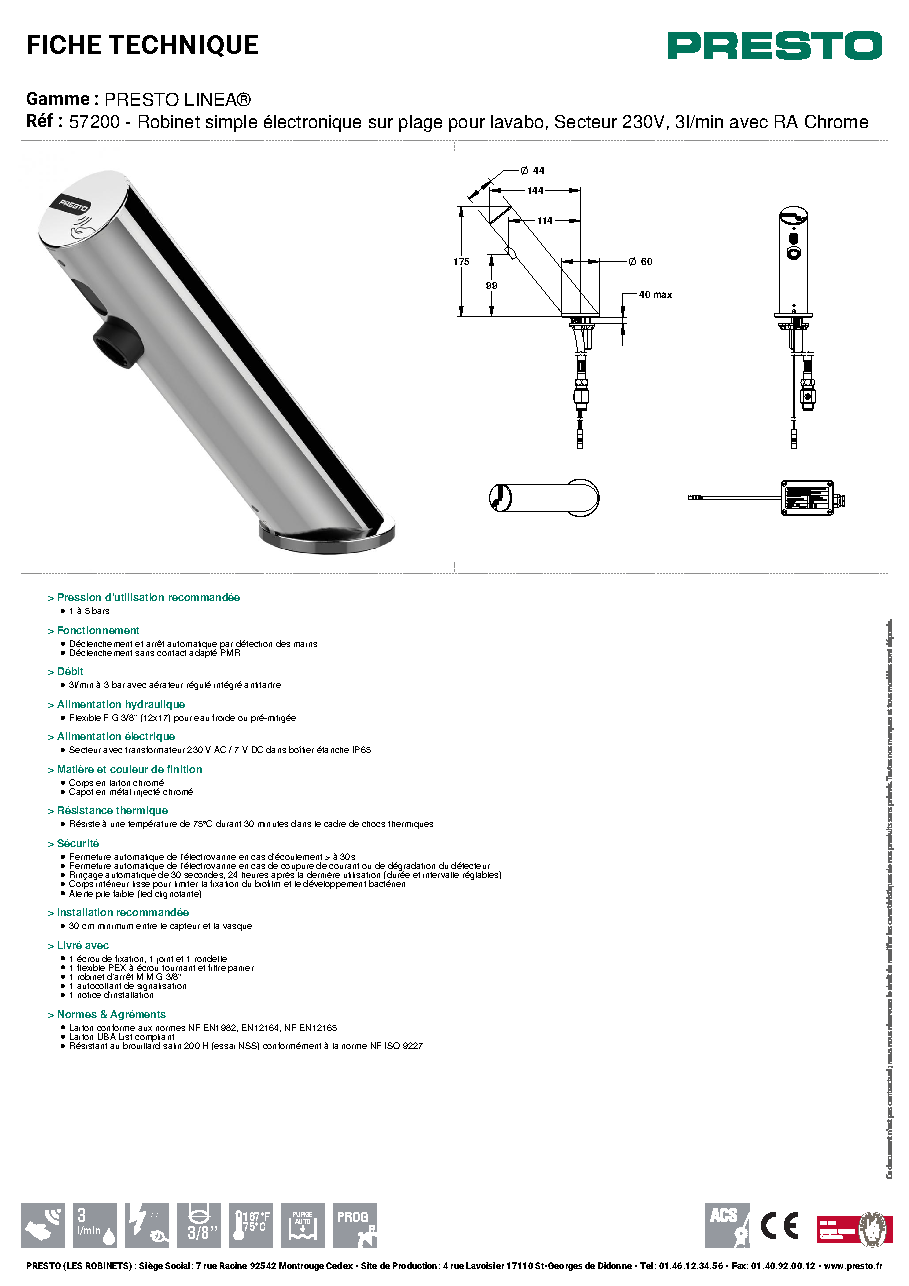 Fiche technique fournisseur