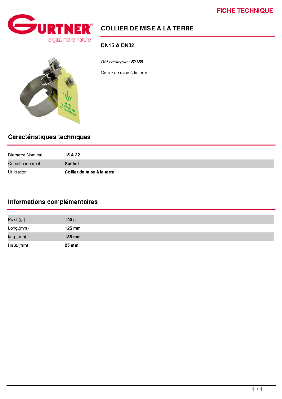 Fiche technique fournisseur