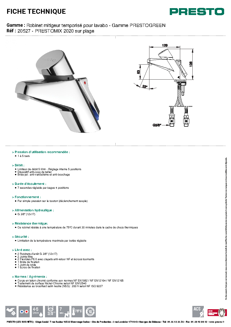 Fiche technique fournisseur