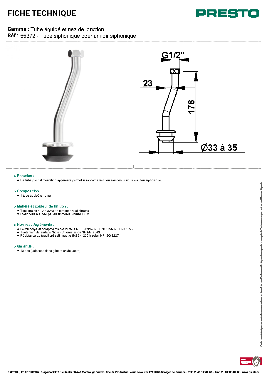 Fiche technique fournisseur