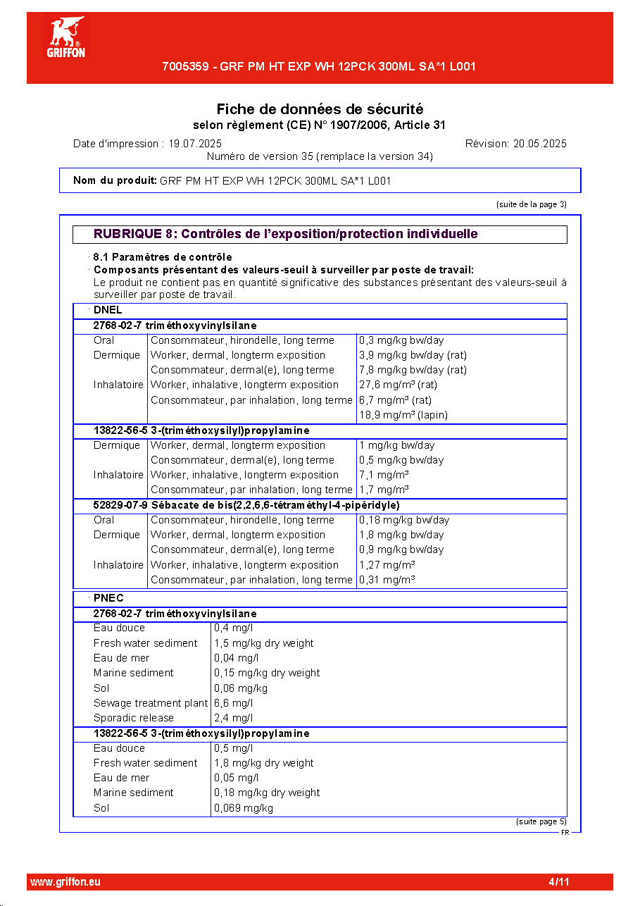 Fiche technique fournisseur