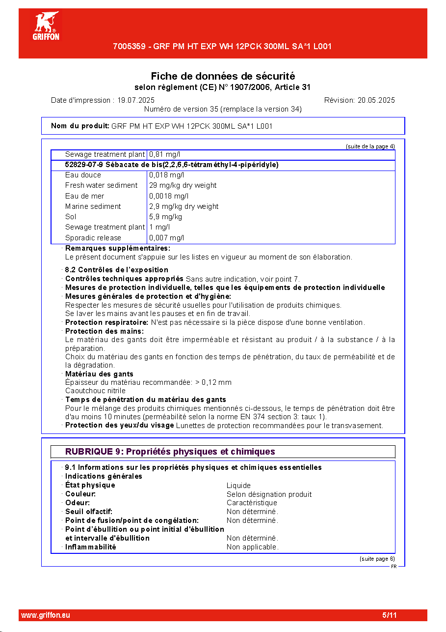 Fiche technique fournisseur