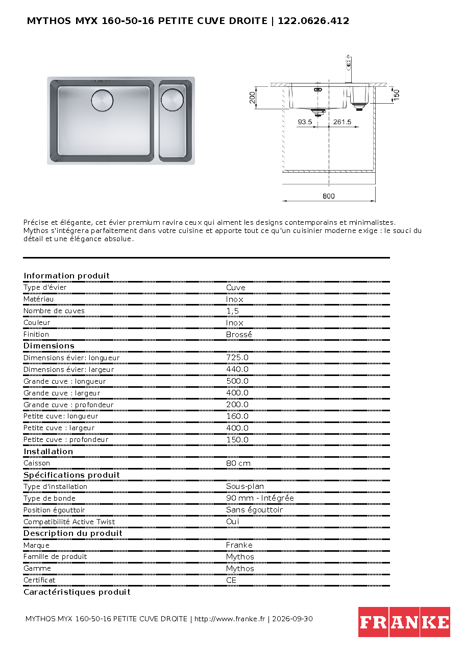 Fiche technique fournisseur