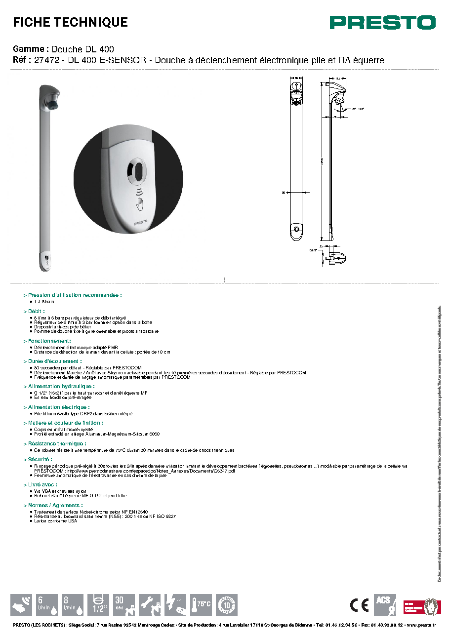 Fiche technique fournisseur