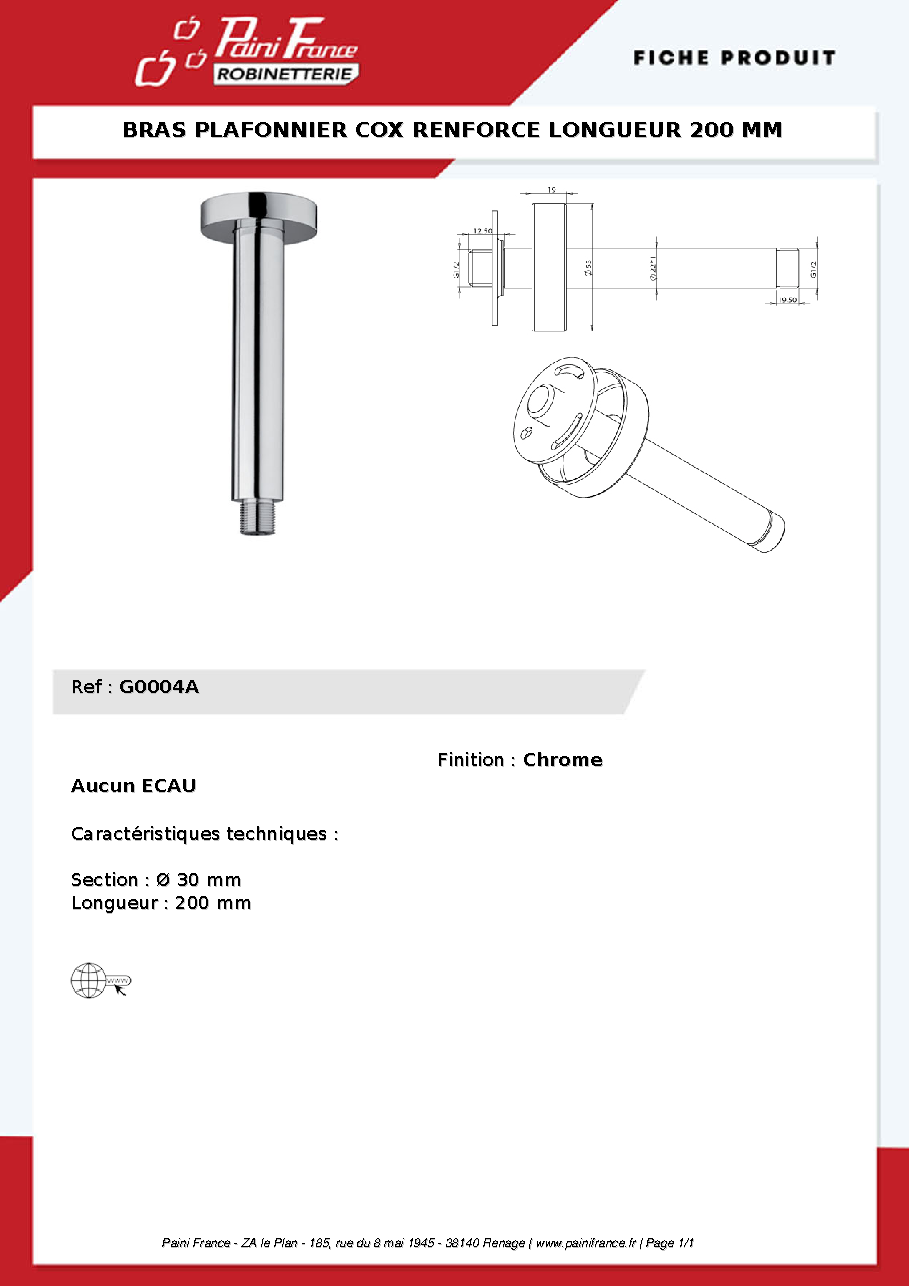 Fiche technique fournisseur