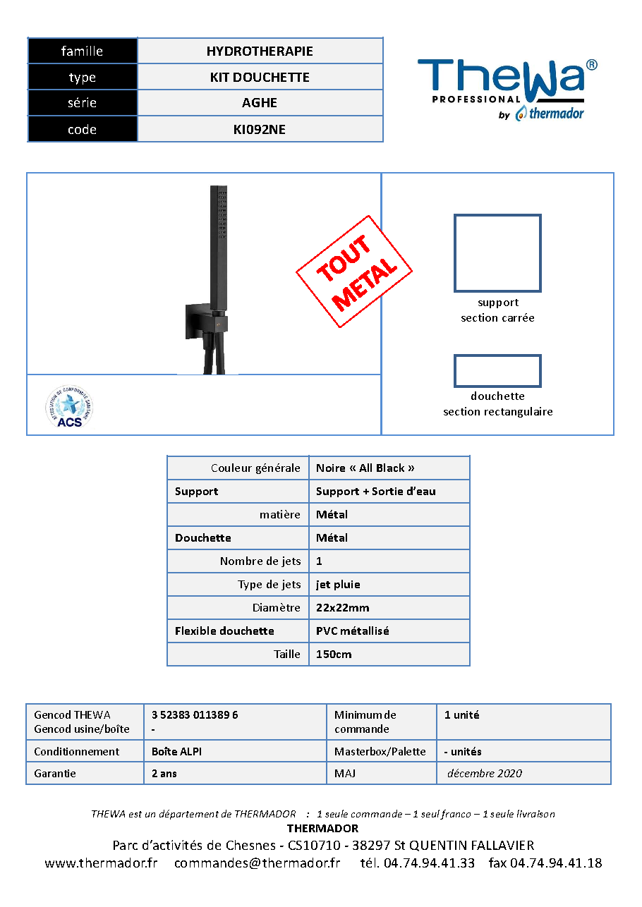 Fiche technique fournisseur
