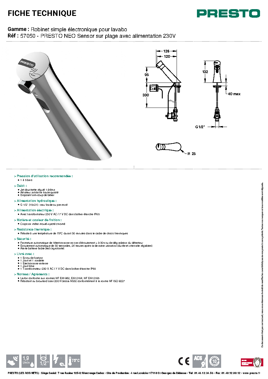 Fiche technique fournisseur