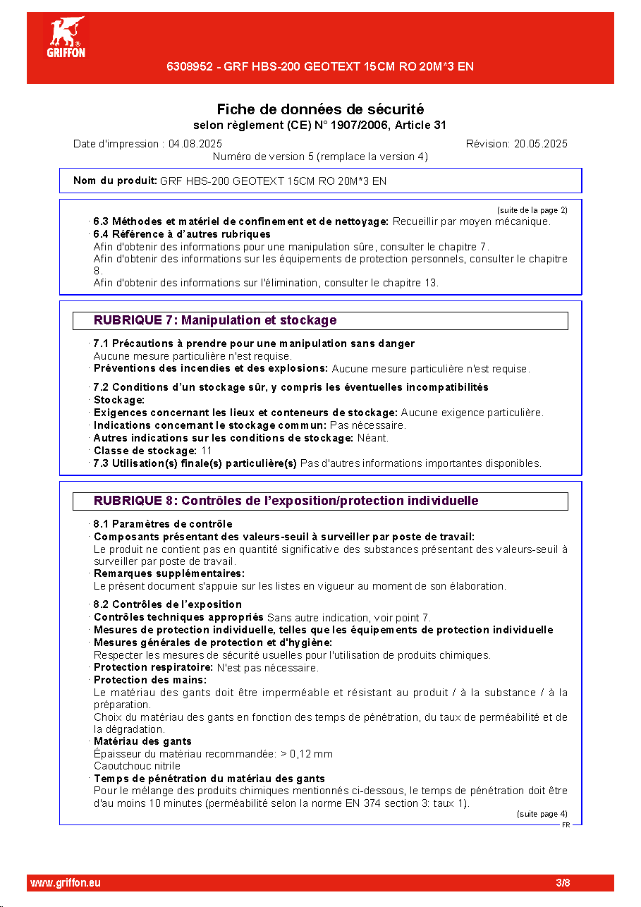 Fiche technique fournisseur
