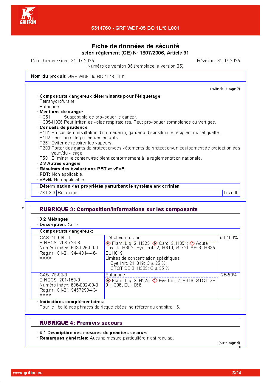 Fiche technique fournisseur