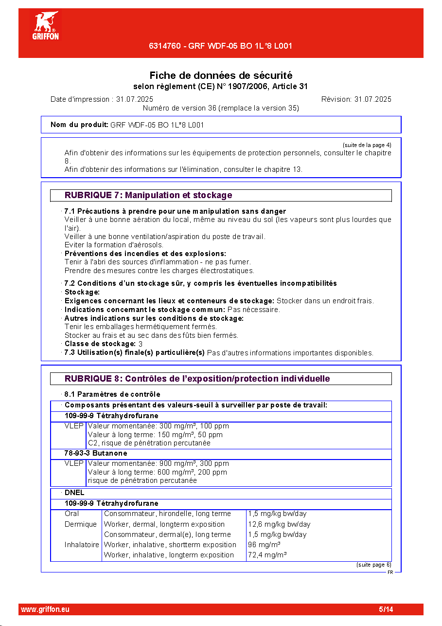 Fiche technique fournisseur