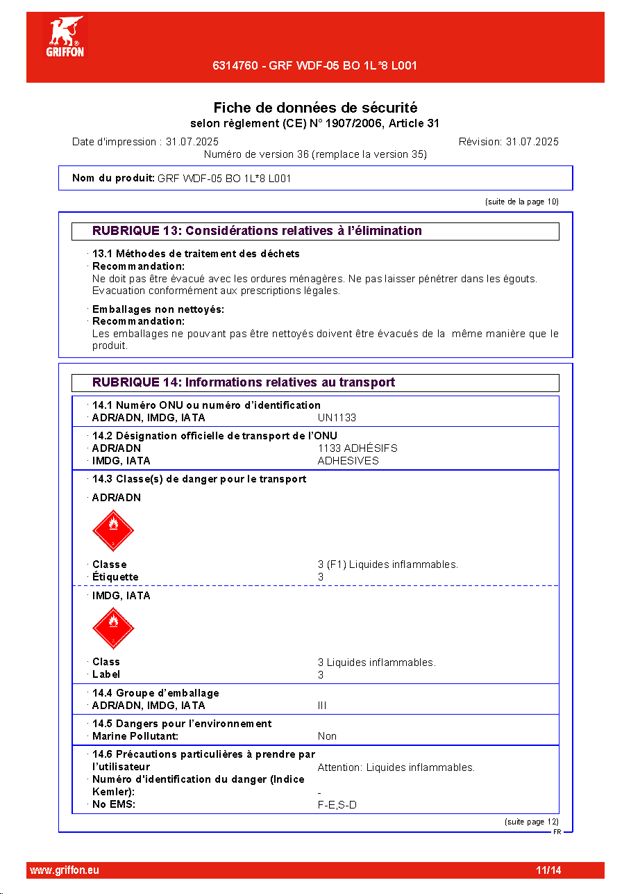 Fiche technique fournisseur