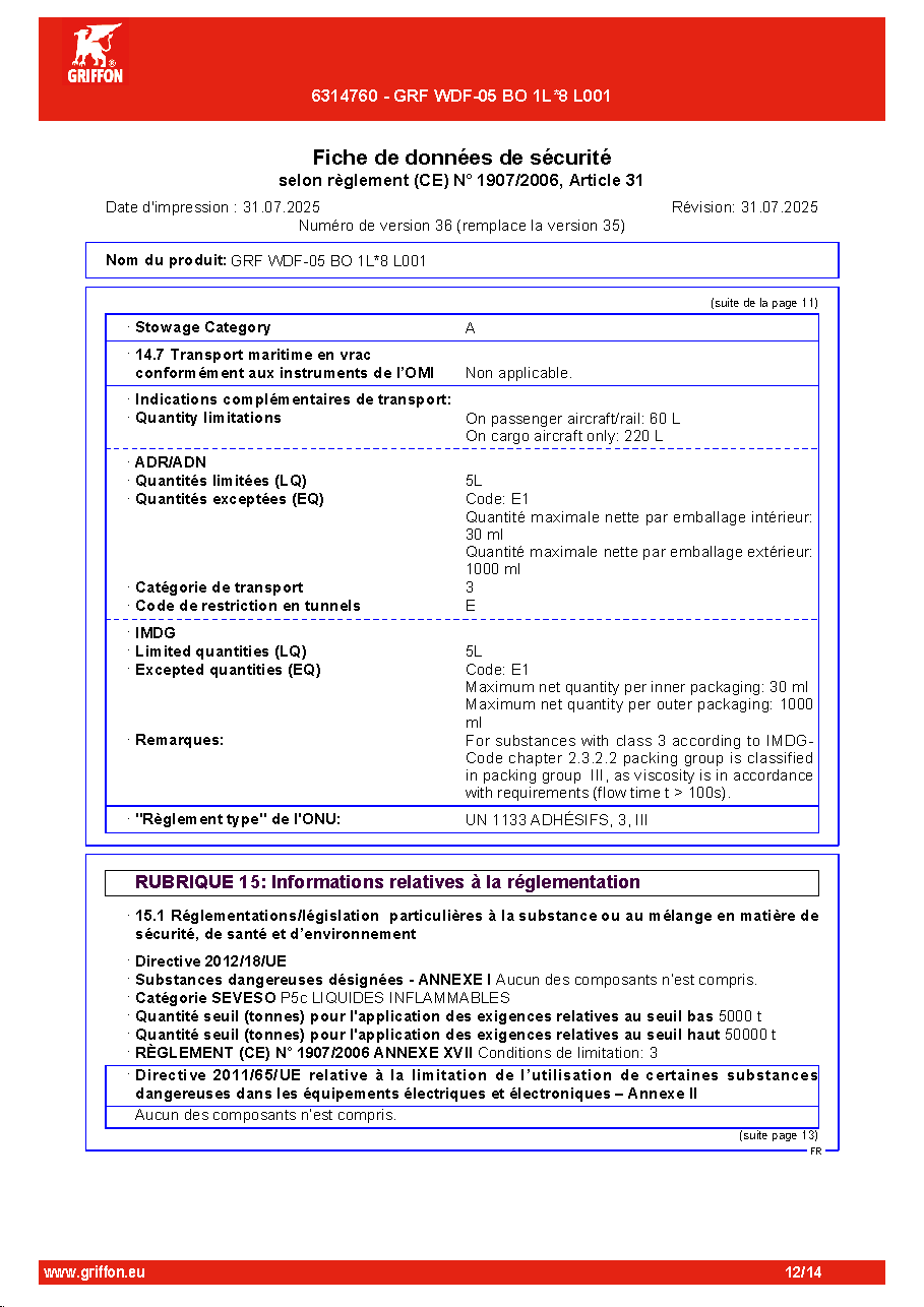 Fiche technique fournisseur