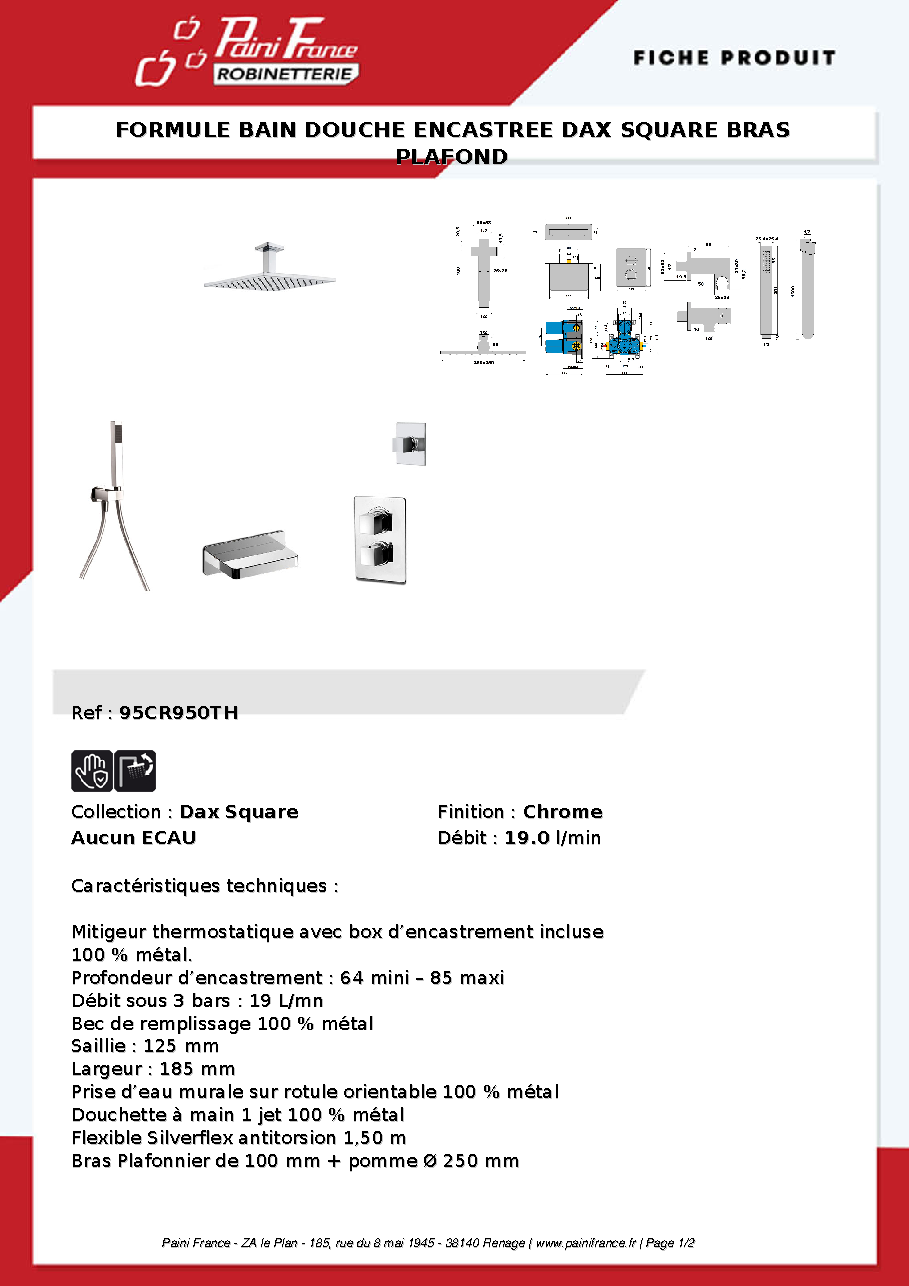 Fiche technique fournisseur