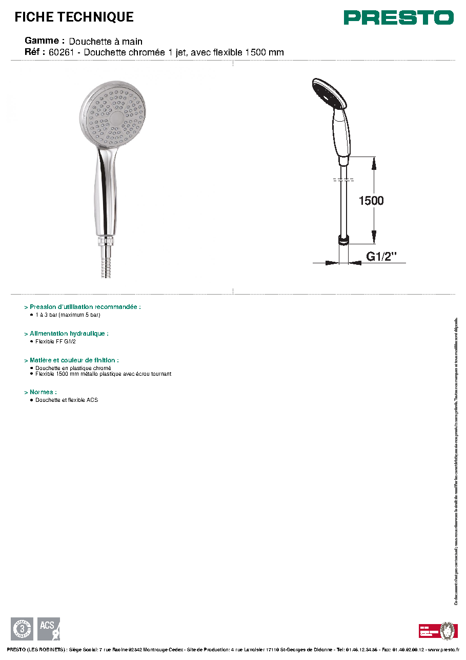 Fiche technique fournisseur