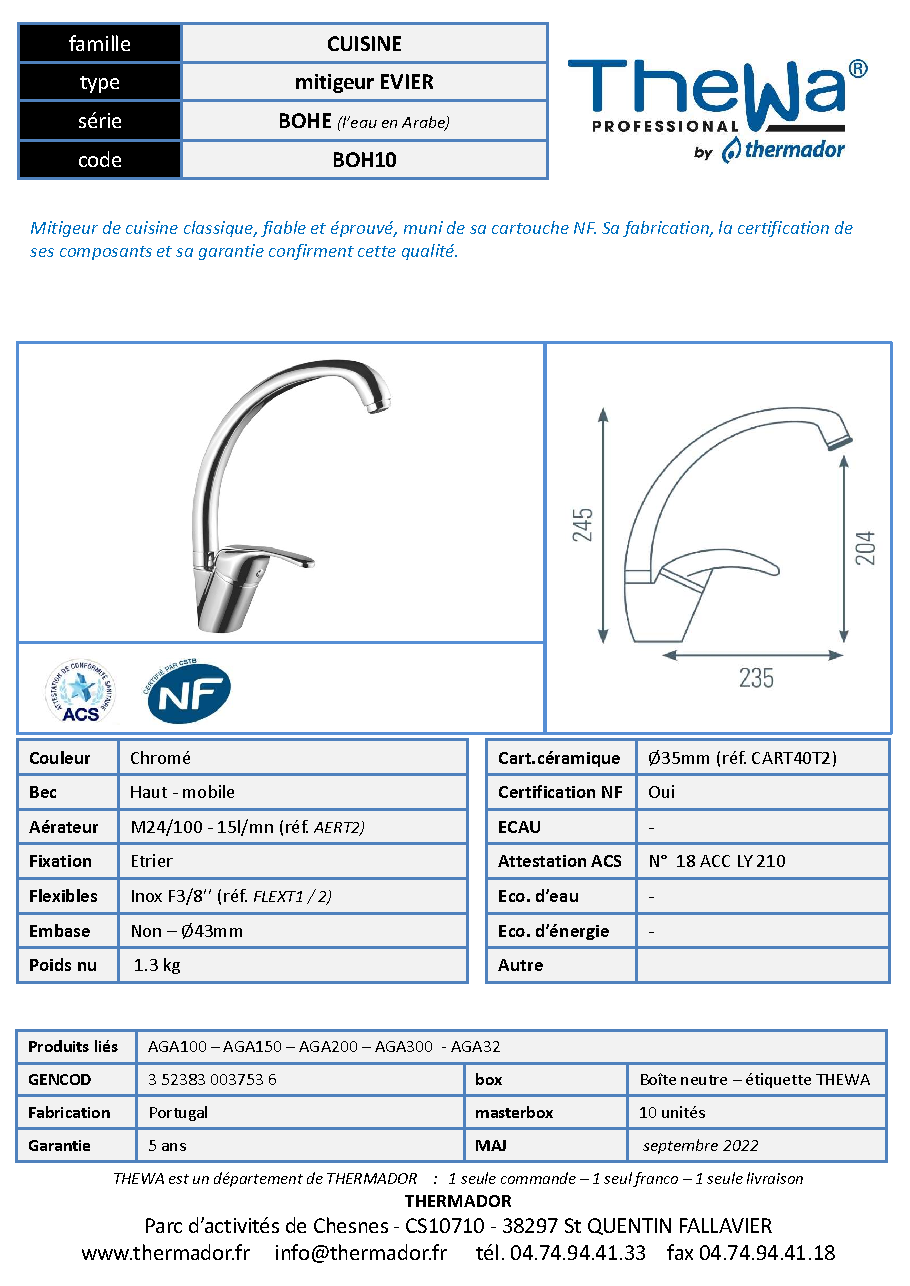 Fiche technique fournisseur