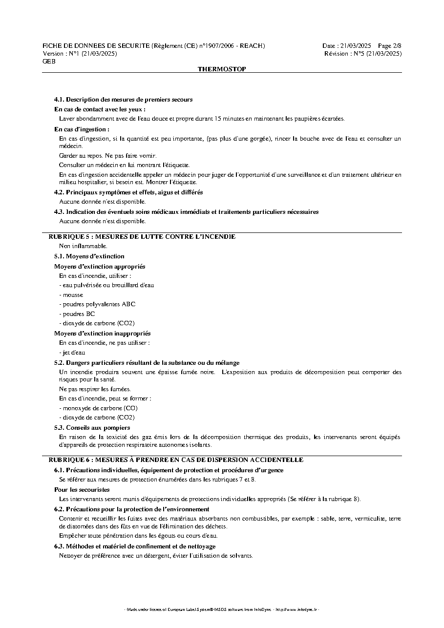 Fiche technique fournisseur