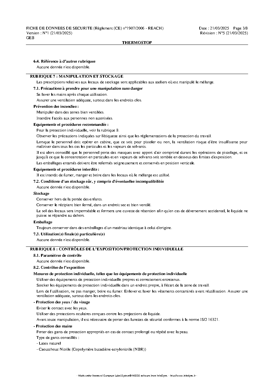 Fiche technique fournisseur