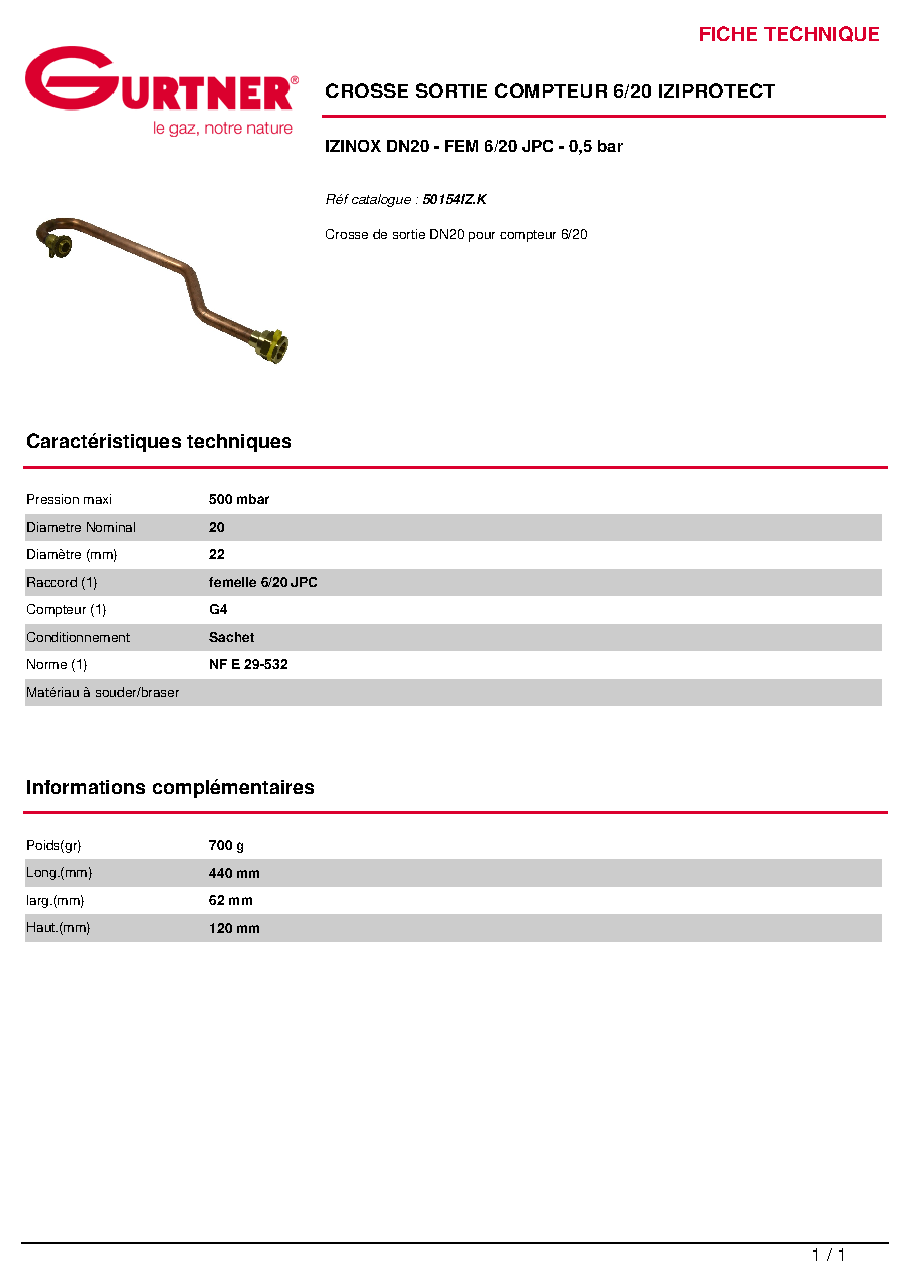 Fiche technique fournisseur