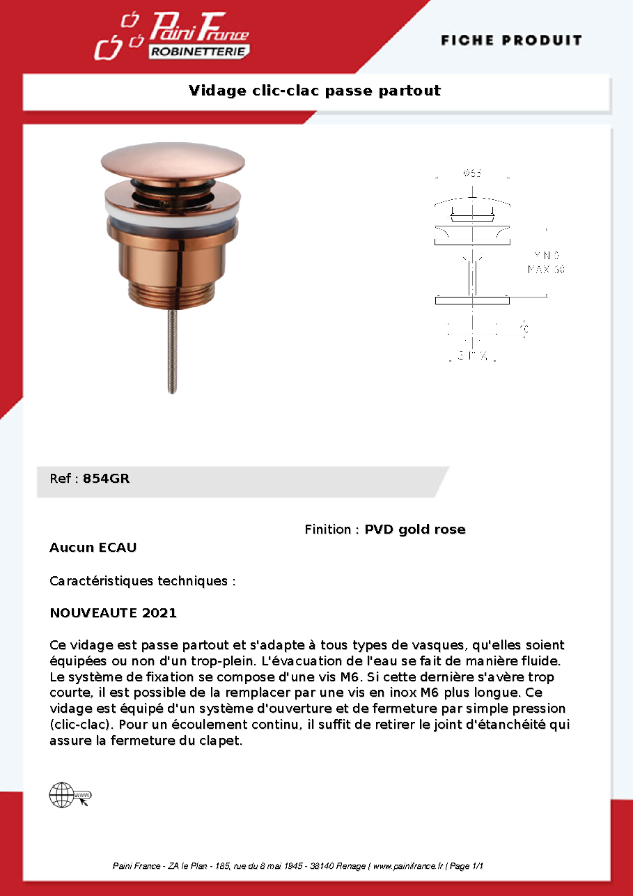 Fiche technique fournisseur