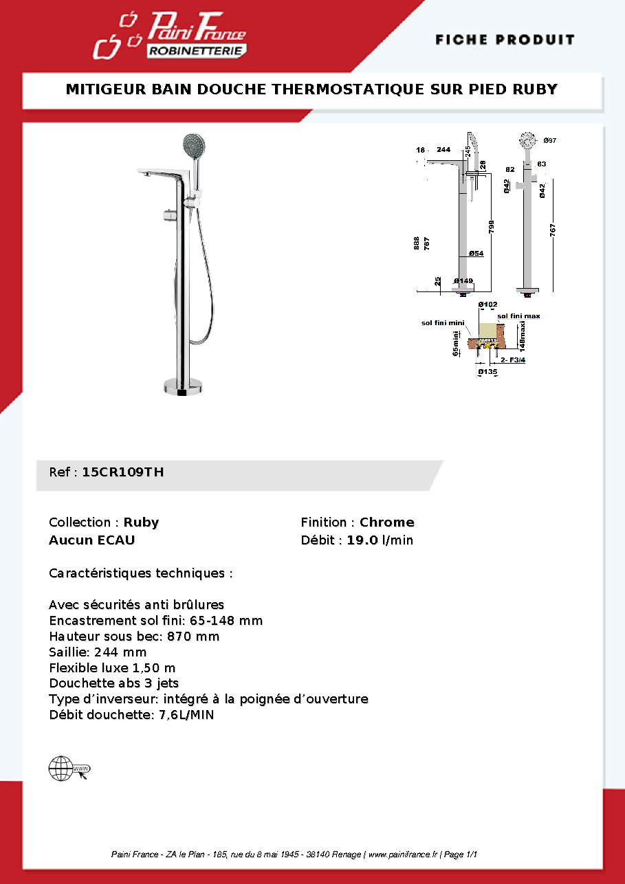 Fiche technique fournisseur