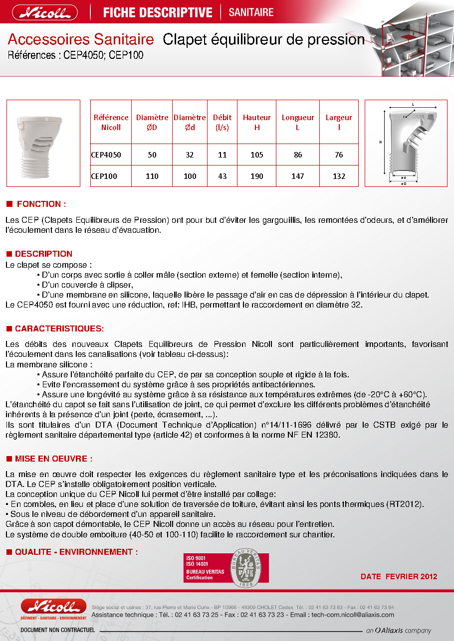Fiche technique fournisseur