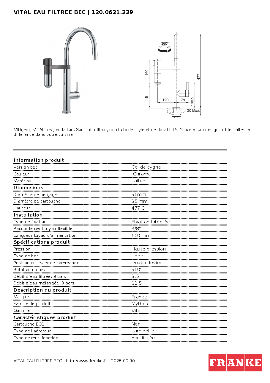 Fiche technique fournisseur